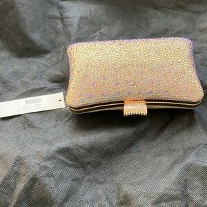 Gold Glitter Clutch with Structured Design